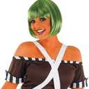 Womens Dark Green Bob Wig Adults Factory Worker Short Hair Costume Accessory (One Size)