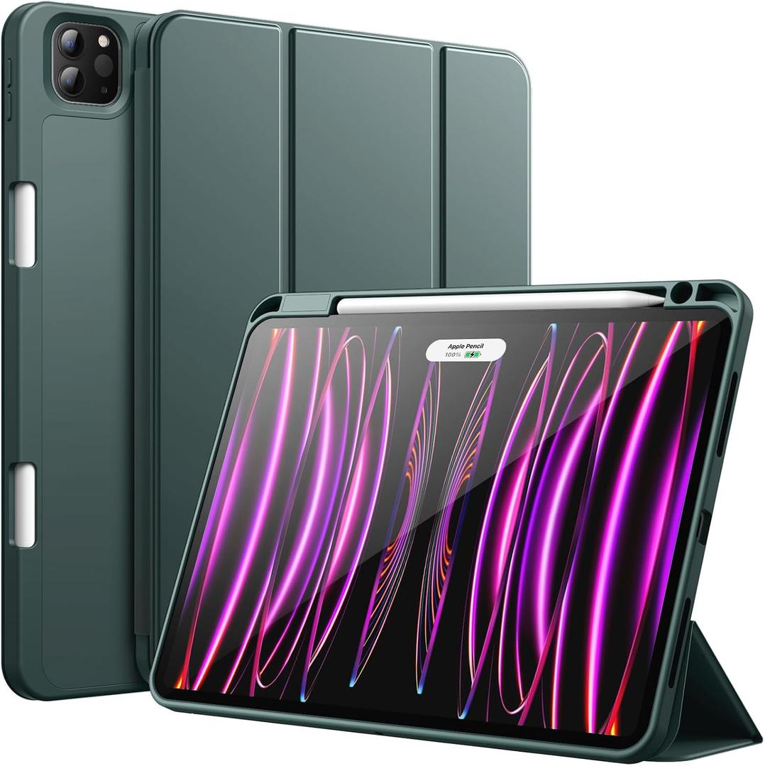 JETech Case for iPad Pro 11 Inch 2022/2021/2020 Model (4th/3rd/2nd Generation), with Pencil Holder, Support 2nd Pencil Charging, Slim Tablet Cover with Soft TPU Back, Auto Wake/Sleep (Misty Blue)