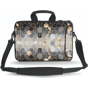 14 15 15.4 15.6 inch Messenger Bag Carrying Case Sleeve with Handle Accessory Pocket Fits 14 to 15-Inch Laptops/Notebook/Ebooks/Kids Tablet/Pad(Geometry)