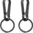 2pcs Metal Keychain Rings, Sturdy Key Chain Ring Carabiner Clip, Key Holder Organizer for Purse Charms Hook, Paracord Keychain Lanyard, Men and Women Home Car Keyrings (Black)