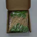 WILLBOND 200 Pcs Green Monstera Leaf Cocktail Picks Long Toothpicks for Appetizers Summer Cocktail Skewers Disposable Fancy Bamboo Food Sticks for Summer Spring Holiday Birthday Party Decoration