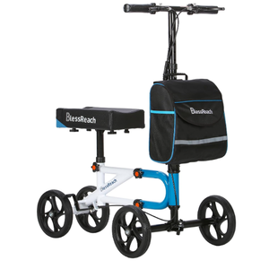 Knee Scooter，Knee Scooter for Adults for Foot Surgery，Steerable Knee Walker for Foot Injuries Compact Crutch Alternative with Dual Braking System (Blue)