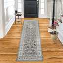 Superior Elegant Glendale Collection Area Rug, 8mm Pile Height with Jute Backing, Traditional Oriental Rug Design, Anti-Static, Water-Repellent Rugs - Grey, 2'7" x 8' Runner