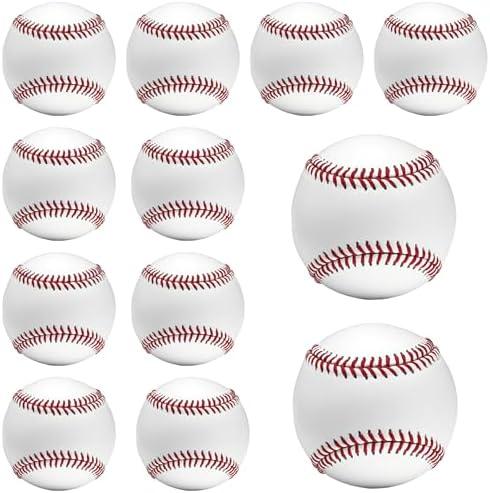 OMYOPY Tballs Training Baseballs Sponge Rubber Core, Reduced Impact Kids Safety Baseballs, Unmarked Tee Ball Practice Baseball for League Play, Pitching, Hitting, Fielding, Autograph, Gifts 12