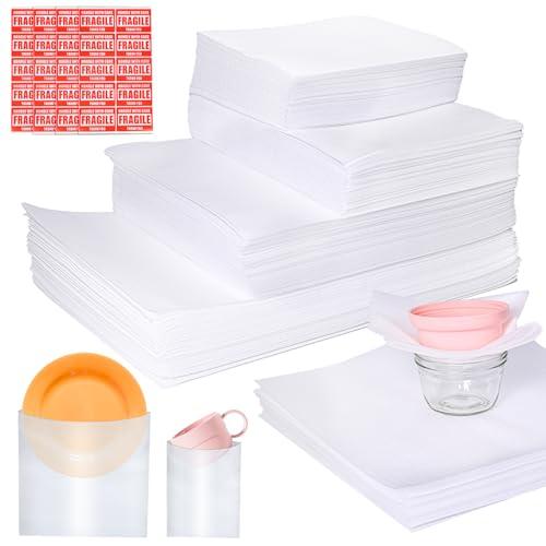 540Pcs Dish Packing Supplies for Moving, 270 Cushion Foam Wrap Pouches & Sheets 4 Sizes (16x12", 12x12", 12x7.8", 7.8x7.8") with 70 Fragile Stickers Plate Packing Sleeves for Fragile Shipping Storage