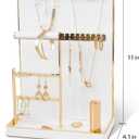 Jewelry Organizer Stand Holder - 4 Tier Cute Necklace Holder Stand Rack with 10 Hooks - Aesthetic Jewelry Storage Rack Tree for Teen Girl Room Decor -White