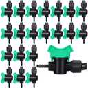Hiboom 20 Pcs Drip Tape Irrigation Fittings 5/8"(16 mm) x 1/4" Barb Tubing Takeoff Adapter Valve Extended Barb Design for Green T Handle Adjustable Shut off Watering Plants in Gardens Lawn