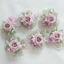 MAFELOE 2 Pieces Boutonniere Corsage Set, Artificial Flowers for Groom Groomsmen Bride Bridesmaids Wedding Prom Party Suit Decor-Pale Pink Purple (M4-Y1-JM)