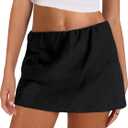 Gozoloma Womens Cotton Linen Skorts Casual Cute A-Line Mini Skirts with Ruffle Inner Waistband, S