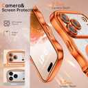 2 x BENTOBEN for iPhone 17 Pro Case Clear, [Compatible with MagSafe][Full Camera Protection][Cute Wave Frame][DIY Glitter Cardstock] Electroplated Wavy Shockproof 17Pro Phone Case 6.3", Cosmic Orange