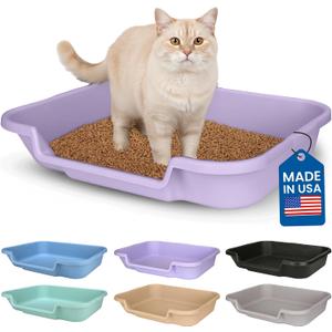 KittyGoHere Senior Cat Litter Box, Large Litter pan, Open Top Low Entrance Kitty Litter Box, Lightweight Low Entry Litters Box, Durable, Made in USA (Storybook Lavender)
