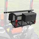 Tractor Basket, Heavy Duty Steel Tractor Tool Tray Compatible with Most Tractors and Zero Turn Mower ROPS Bars, 24" L x 9.8" W x 9.8" H, Black Powder Coating