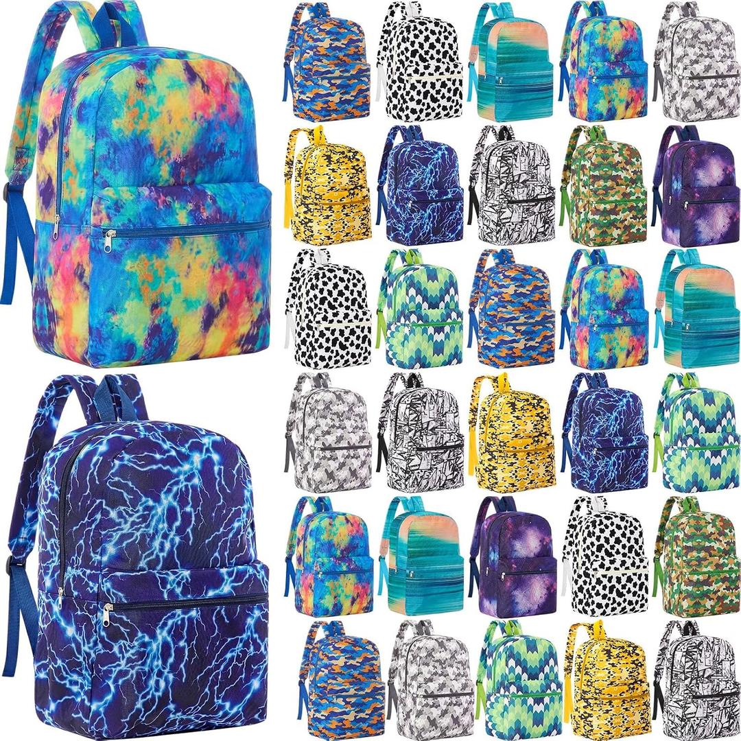 Amylove 36 Pack Bulk School Backpacks for Kids 17 Inch Masculine Color