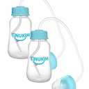 Tinukim iFeed 4 Ounce Self Feeding Baby Bottle with Tube - Handless Anti-Colic Nursing System, Blue - 2-Pack