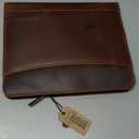 Leather Portfolio for Men, Portfolio Organizer with Zipper for Men Women, Leather Padfolios Business Resume Legal Pad Notebook Binder for A4/Pad (Brown)