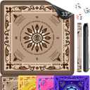 Neoprene Mahjong Mat with Rules, 33x33 Inch Mahjong Mat for Table, Non-Slip Noise Reduction Mah Jongg Mat with Carrying Bag and 3 Dice for Poker, Card, Board, Tile Games, Dominoes (Brown)