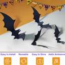 4 x 3D Bats Halloween Decoration, 60PCS 4 Sizes Realistic PVC Scary Bats Window Decal Wall Stickers for DIY Home Indoor Hallowmas Decor Party Supplies