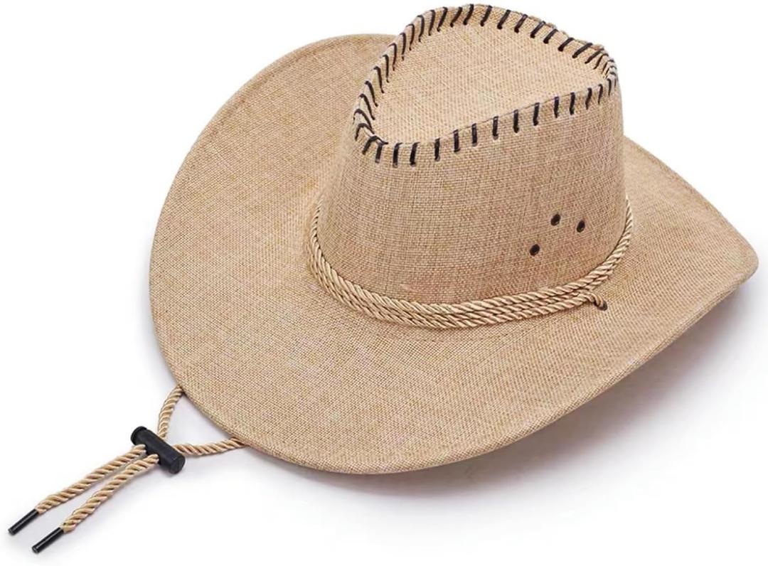 Unisex Cowgirl Hat Cowboy Hat Sun Hat Cowgirl Cap for Women Men Western Cowboy Halloween Cosplay Costume (Beige) Size: 7 1/4