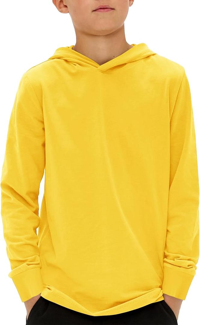 Haloumoning Boys Fashion Hoodies Kids Long Sleeve Hooded Sweatshirts 5-14 Years (Yellow)