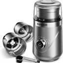 SHARDOR Electric Super Silent Blade Coffee Grinder, Timed Grind Control Rotary Knob, Adjustable Coarse to Fine for Coffee Beans, Spices & Herbs, with 2 Removable Stainless Steel Bowl, Sliver
