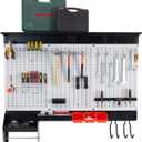 Ultrawall Peboard Storage Organizer, 48x36 inch Pegboard Wall Organizer, Metal Garage Peg Board with Toolboard, Utility Hooks, Overhead Shelf, 105pcs