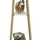 Floor Lamp, Standing Reading Light with Shelves and Gold Shade, Modern Tall Pole Lamp, Accent Furniture Dcor Lighting for Living Room, Bedrooms