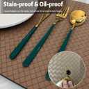 Placemats Set of 6 Woven Faux Leather Place Mats for Kitchen Dining Table Washable Wipeable Heat Resistant Placemats Waterproof Pads for Indoor & Outdoor (Flaxen)