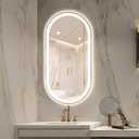 Oval LED Bathroom Mirror, Backlit + Front Lit Vanity Mirror Gold Frame