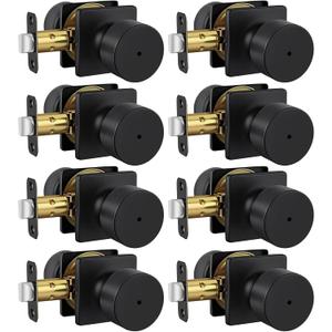 Haidms Black Door Knobs Interior, Privacy Door Knob with Lock for Bedroom Bathroom, Matte Black Interior Door Knobs 8 Pack