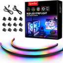 NEON Addressable RGB PC LED Strip, 2x15.7inch WS2812 RGB Rainbow Magnetic ARGB Strip for 5V 3-pin Aura SYNC, Gigabyte RGB Fusion, MSI Mystic Light Sync, with 12pcs Strong Magnetic Brackets
