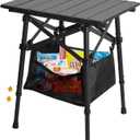 Folding Camping Table - Small Outdoor Table with Storage Bag - Adjustable Height 14.2'' & 18.9'', Portable Lightweight Aluminum Foldable Side Table for Picnic, BBQ, Beach & Tailgating