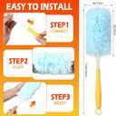Honeydak 120 Pack Heavy Duty Duster Refills with 2 Handle, Compatible with Swiffer, Multisurface 360 Larger Size Dusters with 4X Microfibers, Unscented Disposable Dusting Furniture for Cleaning