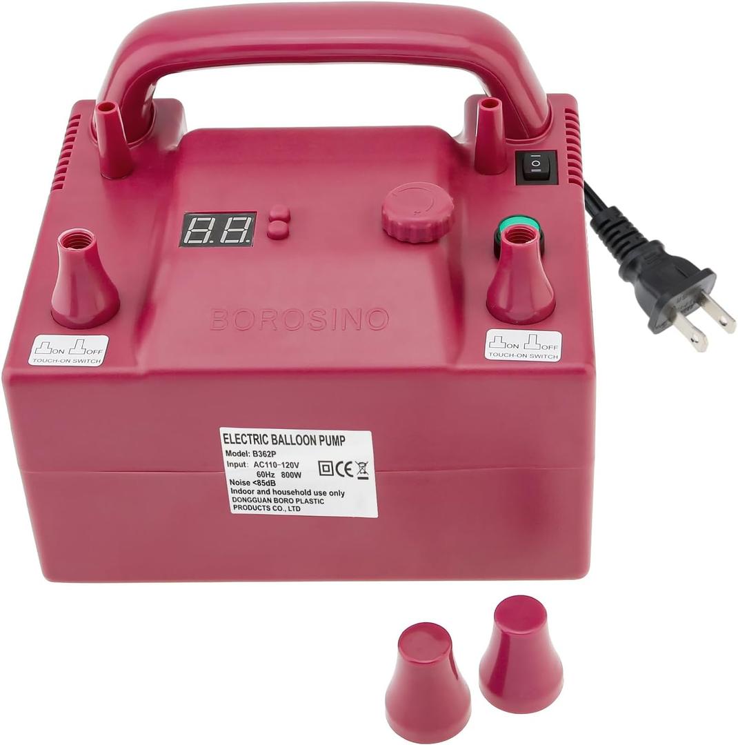 Portable Electric Balloon Blower Pump, Dual Nozzle Balloon Air Inflator, 110V 680W with 2 Inflation Nozzles for Decoration