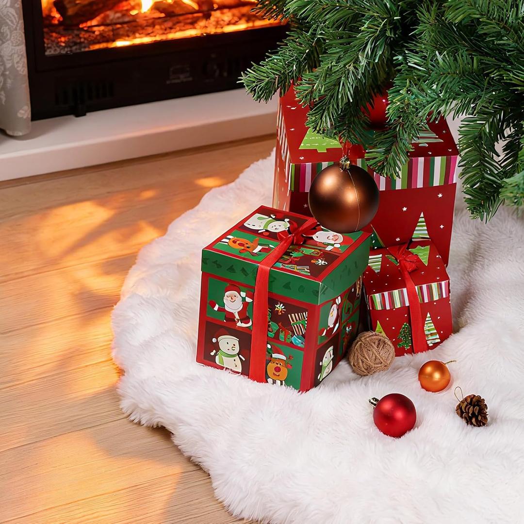 48 Inch Rabbit Fur Christmas Tree Skirt White Plush Skirt for Merry Christmas Party Christmas Tree Decoration