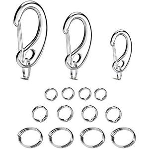 Divoti Leash King Pet Tag Quick Clip/Sping-Load Hook Combo for Pet ID Tags - 1 Per Standard/Medium/Large w/Pack of Split Rings