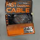 chubbycable USB C to C 240W Braided Coiled Charging Cable, All Black, 6FT