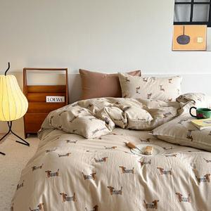 Duvet Cover Set Queen Size Brown Dachshund Bedding Set for Girls Boys,Dog Puppy Duvet Cover Back to School Kids with Zipper Closure and 2 Pillowcases