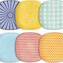 Selamica Porcelain Square Dessert Salad Pasta Steak Plates 10 inches ceramic plates set of 6 microwave/dishwasher/oven safe, Assorted Colors