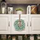 Hollyone 2Pcs Small Artificial Baby Breath Flowers Wreath 10 Inch Blue for Front Door Decor Faux Gypsophila Wreath Fake Baby Breath Flower Garland Candle Ring for Kitchen Cabinet Chairs Tabletop Decor