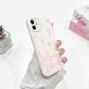 NITITOP Compatible with iPhone 12 Case Cute Flowers Floral Plant Pattern for Women Girls Trendy Slim Fit TPU Bumper Silicone Shockproof Full Camera Protection Cover - Pink and White