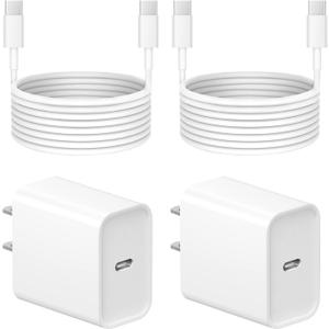 iPhone 17 16 15 Fast Charger, 2-Pack 20W USB C Wall Charger Plug with 6FT Type C High-Speed Fast Charging Cable for Apple iPhone 17 Pro Max/Pro/Air,iPhone 16/15 Pro Max/Pro/Plus/iPad Pro/Mini/AirPods