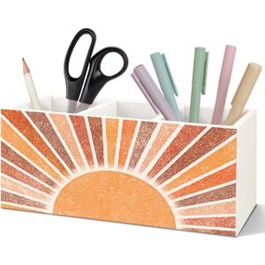 SNNDER Boho Office Desk Accessories, Retro Boho Sun Sunshine Sunrise Sunset Pen Pencil Holder Organizer for Home Office Desk Accessories