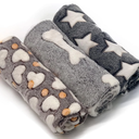 weVSwe 1 Pack 3 Puppy Blankets Super Soft Warm Sleep Mat Grey Cute Print Fluffy Fleece Pet Flannel Throw Dog Blankets for Small Dogs Cats, Star & Bone & Love- Small (23"x15")