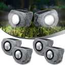 Solar Rock Lights Outdoor 4 Pack, Bright Solar Spotlights Outdoor Waterproof, Wireless LED Rock Lights, Auto On/Off Landscape Spotlights Walkway Solar Lights for Outside Yard Patio Pathway Flowerbed