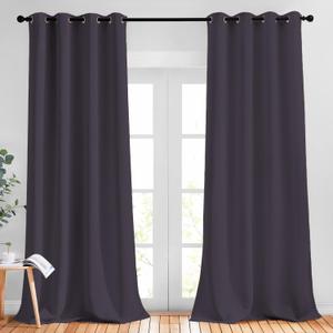 NICETOWN Greyish Purple Blackout Curtains 90 inches Long, Grommet Thermal Insulated Room Darkening Window Treatments Voice Reducing for Bedroom/Patio Door, 2 Panels, W52 x L90