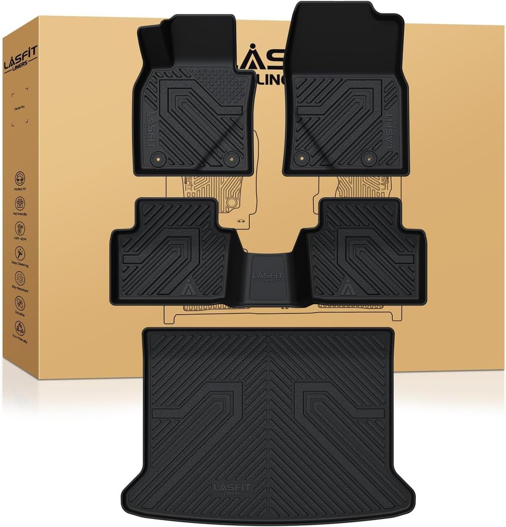 LASFIT Floor Mats & Cargo Mat Fit for Mazda CX-30 2025-2020 Custom Fit TPE All Weather Car Mats 2025 2024 2023 2022 2021 2020 Floor Liners & Trunk Mat Full Set Accessories for Mazda CX30, Black