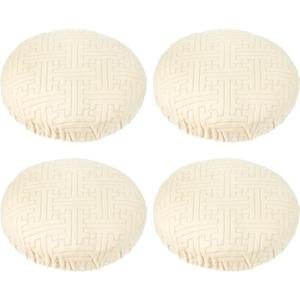 PATIKIL Stool Covers Round, 4 Pcs Elastic Bar Stool Covers Washable Stool Cushion Slipcover Stretchy Bar Chair Seat Cover for 11-14 Inch Chairs, Beige
