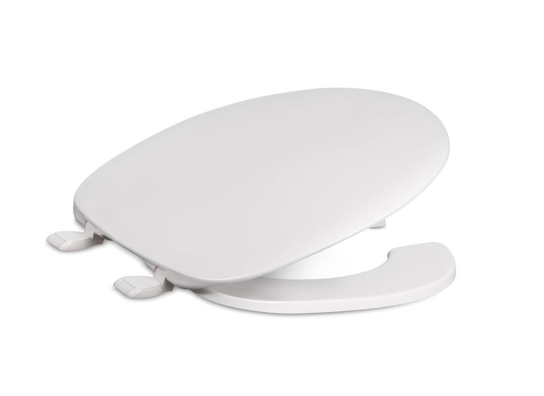 Centoco Elongated Toilet Seat, Light Duty Commercial or Residential, Open Front with Cover, Plastic, Made in the USA, DSAMAZ62-001, White