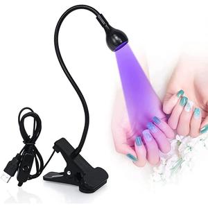 Brokimis Mini UV Lamp for Gel Nails, LED Curing Lamp with Flexible Gooseneck & Clamp 3W Portable Small Manicure UV Light Nail Dryer for Resin Curing Nail Art (Black)