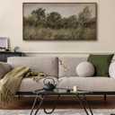 InSimSea Extra Large Framed Vintage Wall Art, Living Room Country Farmhouse Decor, Grassland Landscape Paintings, Canvas Prints, Retro Scenery Long Picture for Bedroom Above of Bed,24x48inch
